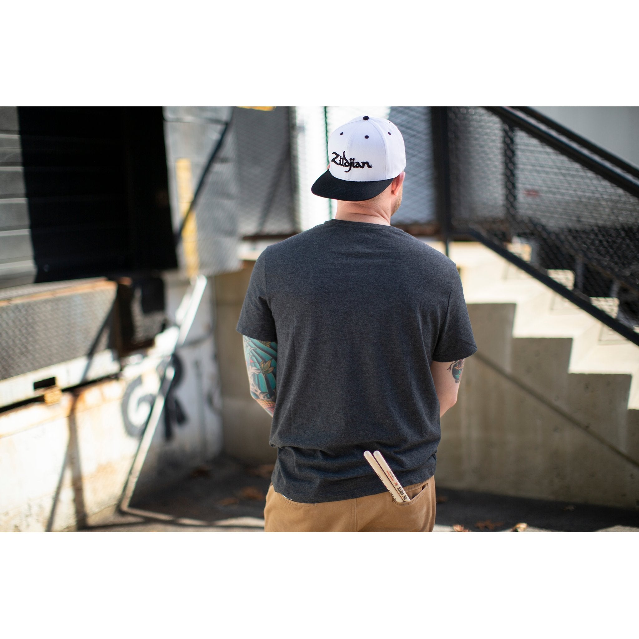 Zildjian 6 Panel Snapback Hat - White - Image 6